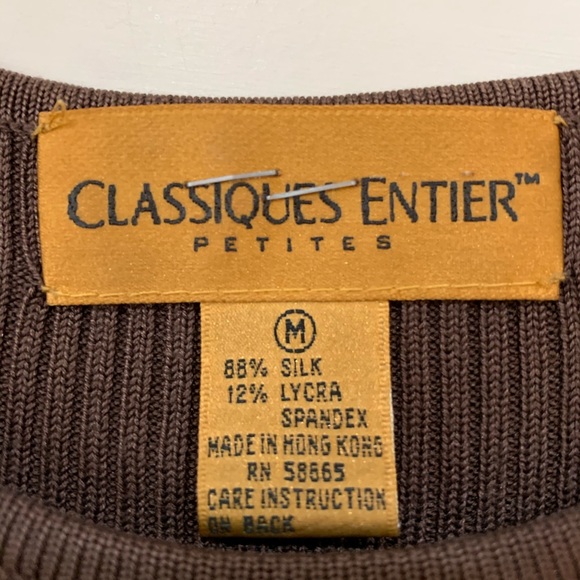 Nordstom Brown Silk Knit Blouse Petite M - Picture 3 of 4